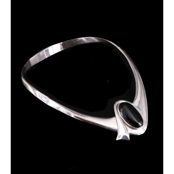 Alicia de la Paz Taxco Mexico 950 Silver Obsidian Modernist Collar Necklace 114g - Picture 3 of 12